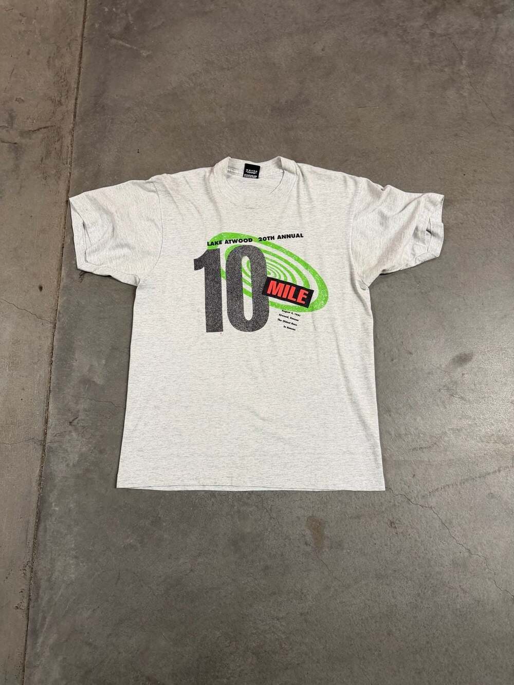 Vintage 1991 Lake Atwood 20th Annual 10 Mile Race T-Shirt Screen Stars Best